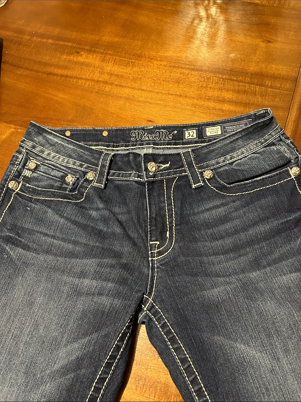 Miss Me Indigo Blue flare cut Jeans with Contrast Stitching